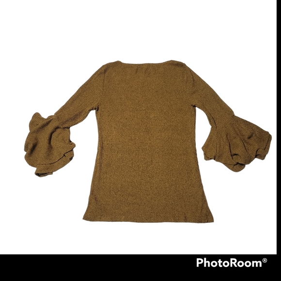 Coco Blanco Bell Sleeve sweater.  Harvest gold. SZ Small - Picture 2 of 4